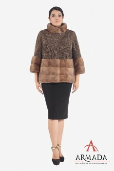 Полушубок из каракуля Артикул: Т1180 Шубы из каракуля Артикул: Т1180 вид спереди