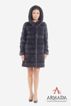 Норковая шуба с капюшоном Артикул: Т1283 Шубы из норки Артикул: Т1283 вид спереди